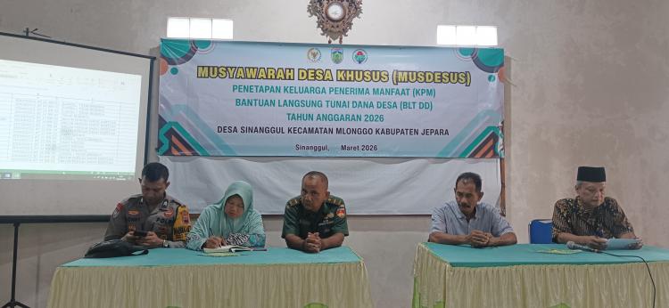 Musyawarah Desa Khusus (Musdesus) Penetapan Keluarga Penerima Manfaat BLT DD Tahun Anggaran 2026 di Desa Sinanggul